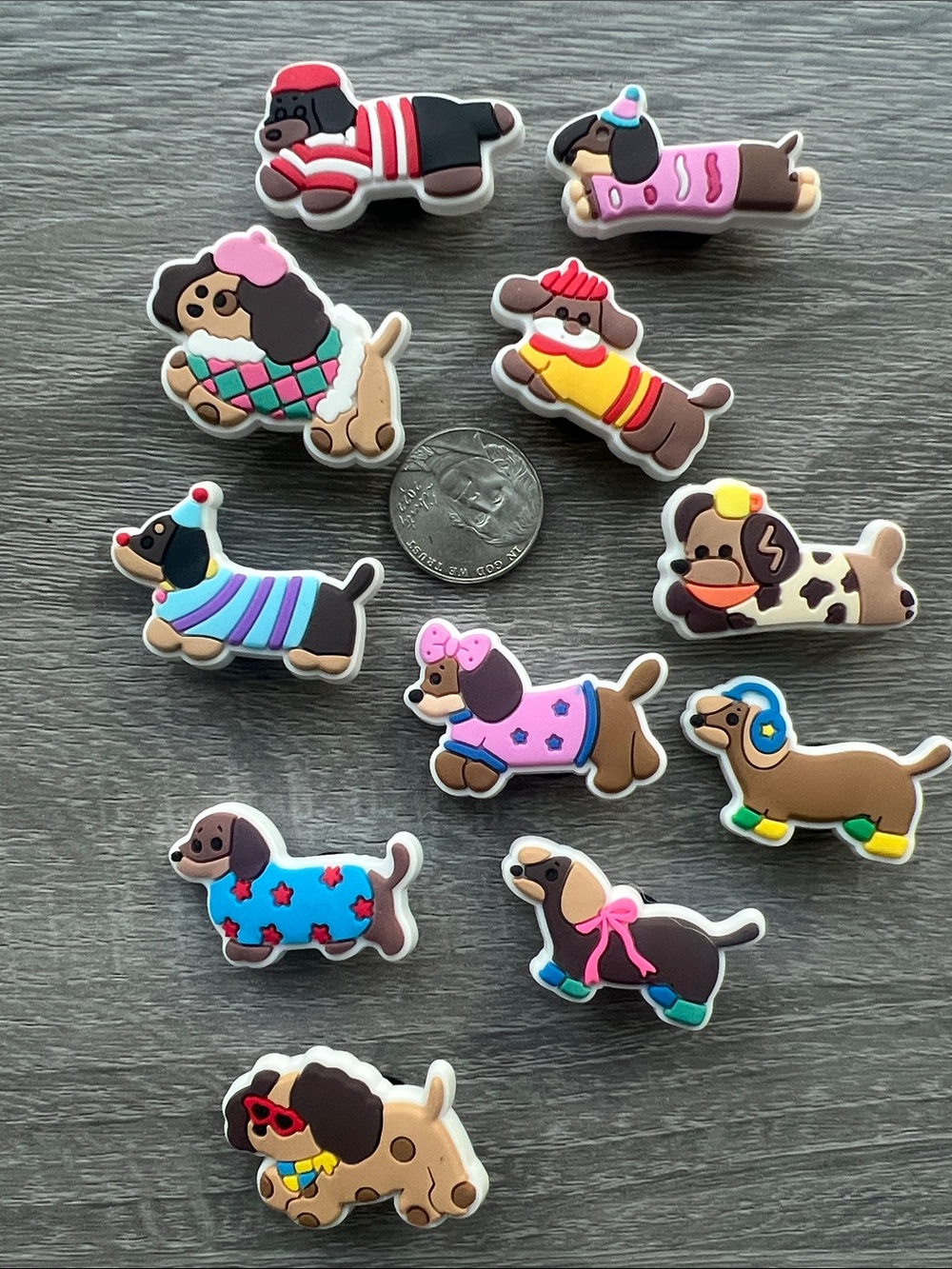 Assorted Dachshund Shoe Charms - Multicolor Dog Accessories